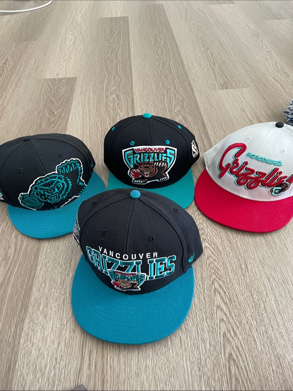 47 Brand Vancouver Grizzlies Teal & Black Snapback Hat Bundle